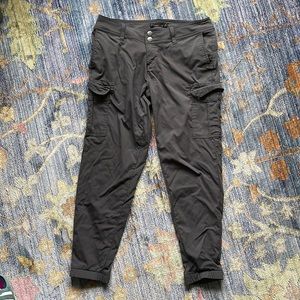 Gray prana, tight at ankle